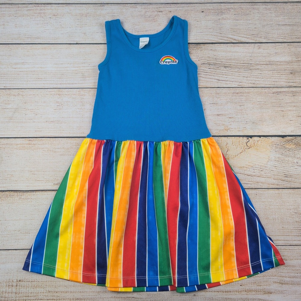 Kids Crayola‎ Rainbow Dress Blue Tank Top Skirt Outfit Size 6